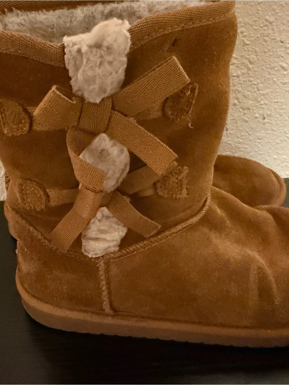 Koolaburra Kids Suede Lace-Back Boots - Chestnut